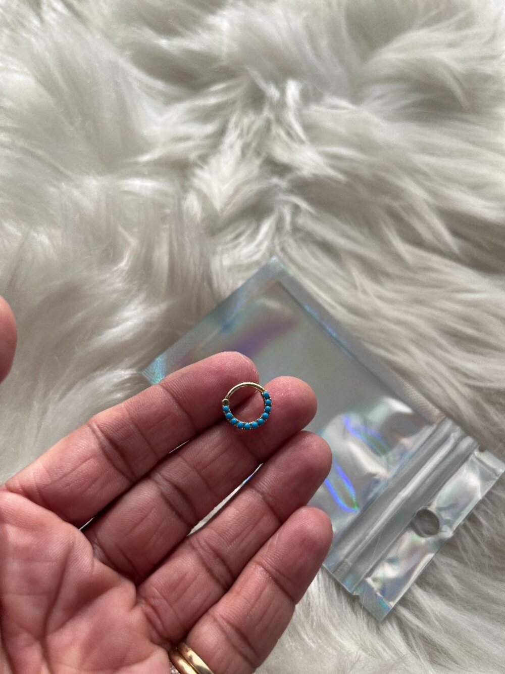 Maria Tash 14K Yellow Gold and Turquoise Daith Clicker Single